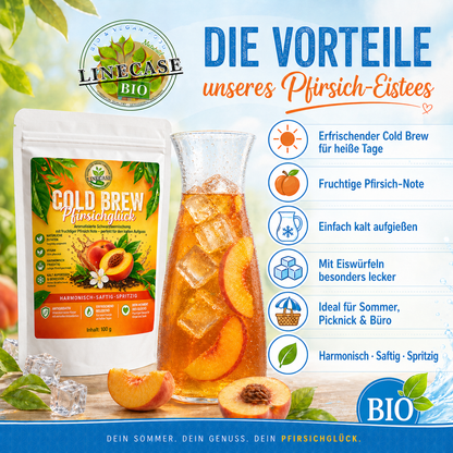 Cold Brew Pfirsichglück mit Schwarzem Tee 100g| loser Tee| Pfirsich Tee