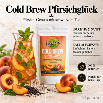 Cold Brew Pfirsichglück mit Schwarzem Tee 100g| loser Tee| Pfirsich Tee