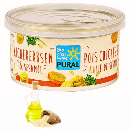 Pural Streich - Kichererbsen & Sesamöl 125g| Pural Streich| Bio&Veganer Aufstrich| Brotaufstrich| Veganer Streich| Tomaten Streich| Bio Aufstrich