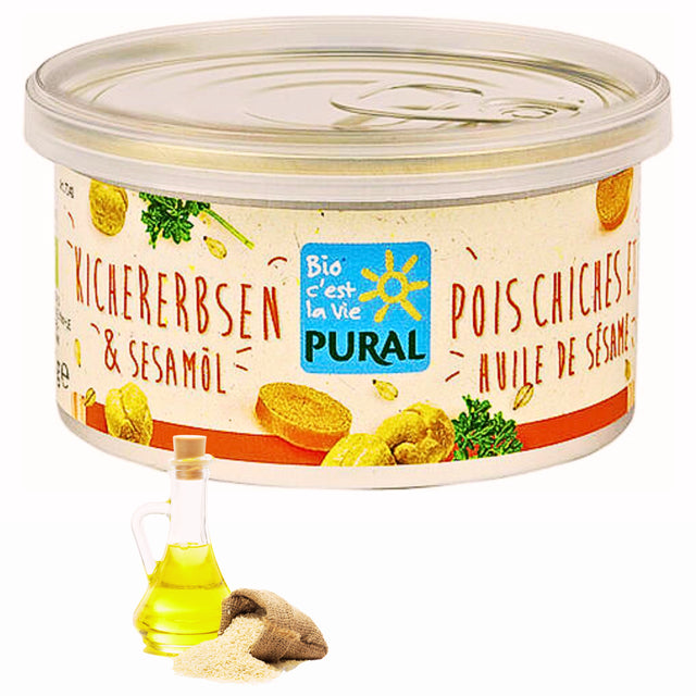 Pural Streich - Kichererbsen & Sesamöl 125g| Pural Streich| Bio&Veganer Aufstrich| Brotaufstrich| Veganer Streich| Tomaten Streich| Bio Aufstrich