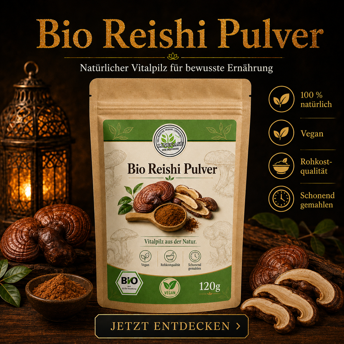Linecase Bio Reishi Pilzpulver 120g