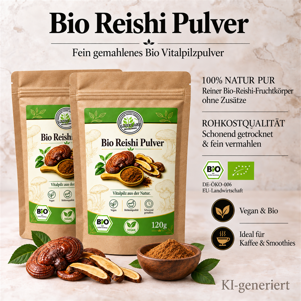 Linecase Bio Reishi Pilzpulver 120g
