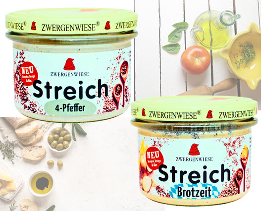 Zwergenwiese Brotaufstrich 4Pfeffer+Brotzeit 2x180g| Veganer Streich| Bio&Veganer Brotaufstrich| Zwergenstreich| Zwergenwiese| Bio Aufstrich