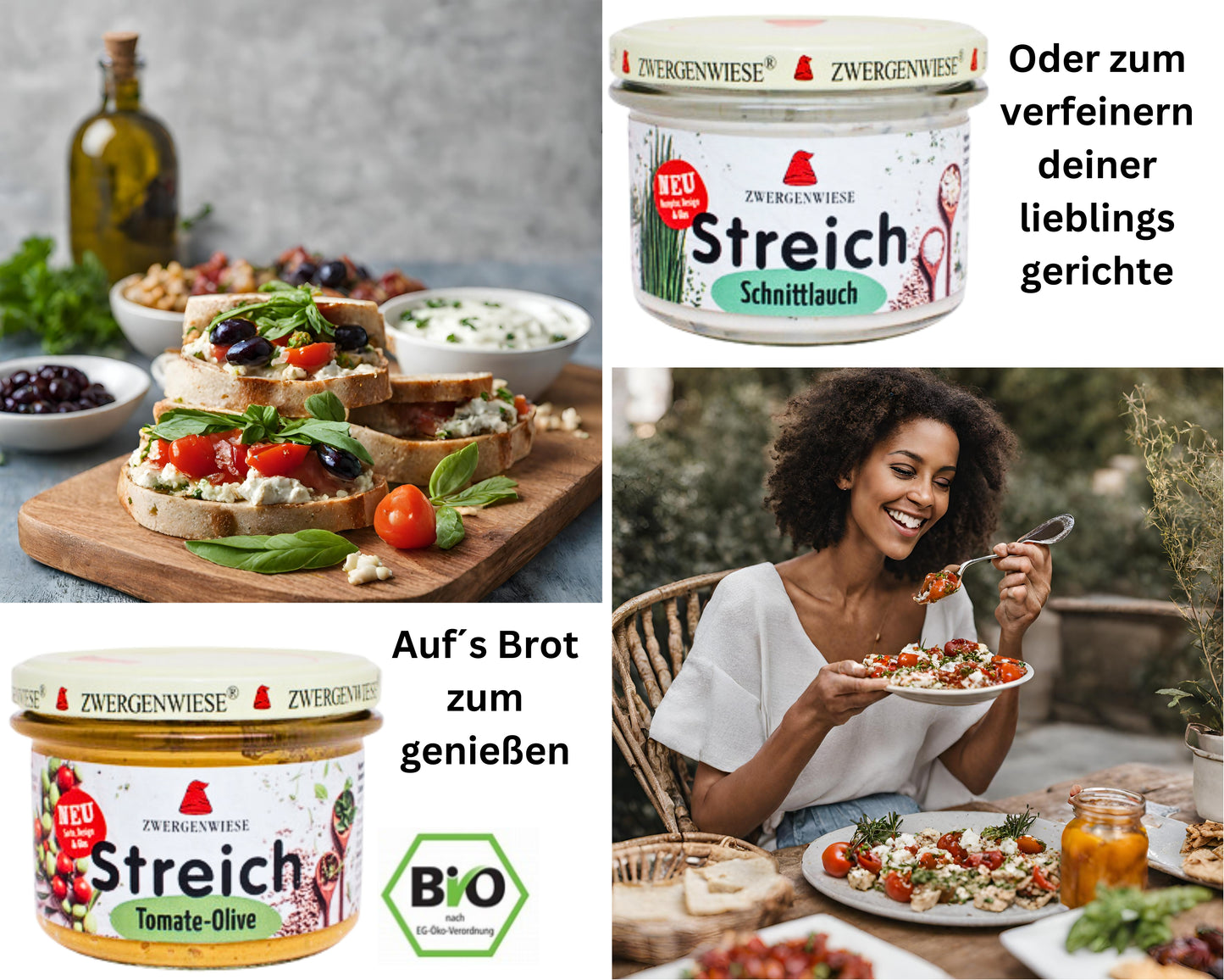 Zergenwiese Tomate Olive+Schnittlauch 2x180g| Bio&Veganer Brotaufstrich| Veganer Streich| Zwergenwiese Aufstrich| Bio Streich