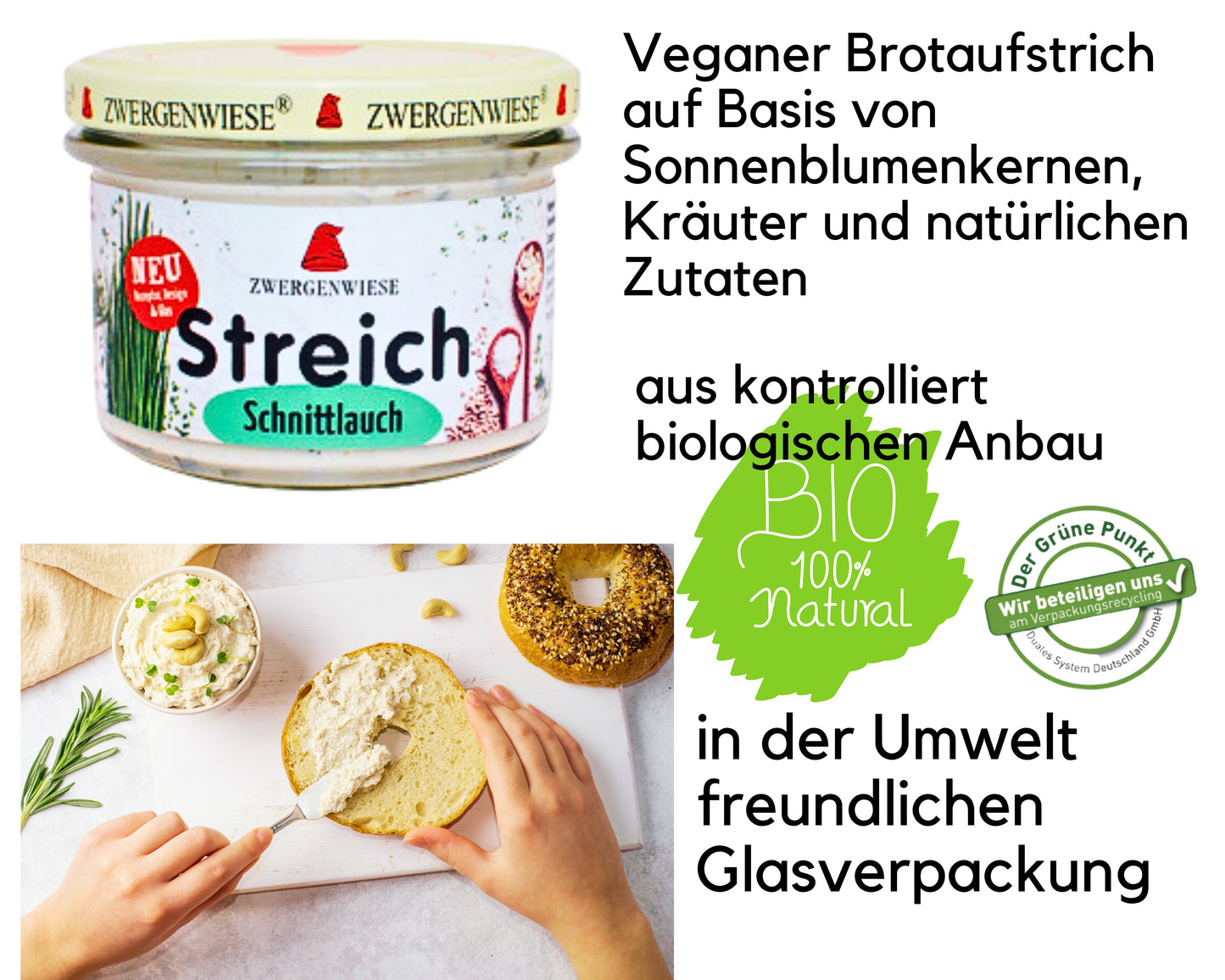 Zwergenwiese Schnittlauch Brotaufstrich| Bio&Vegan Streich| Zwergen Streich| Zwergenwiese| Veganer Streich