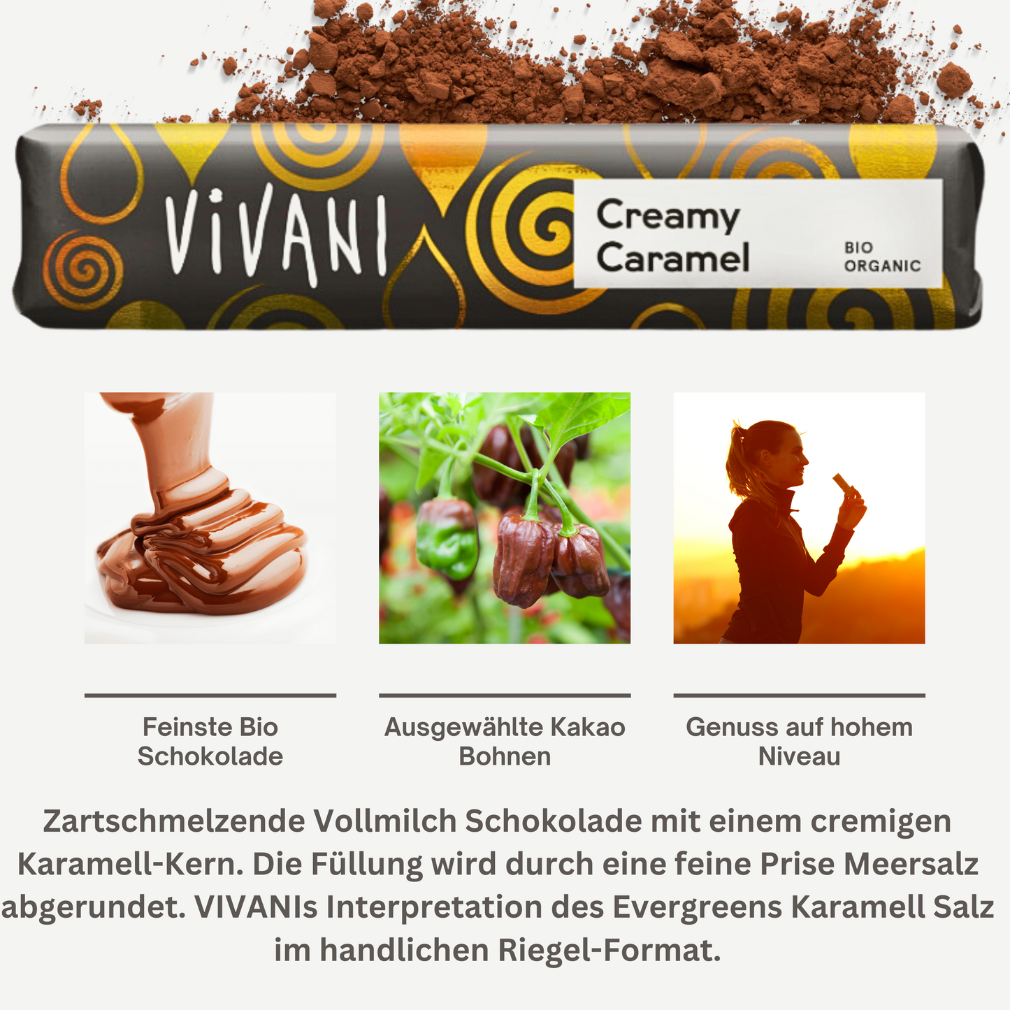 Vivani - Creamy Caramel 9x40g | Bio Schokoladen Riegel| Schokoladen Riegel| Vivani| Schokoladen Box