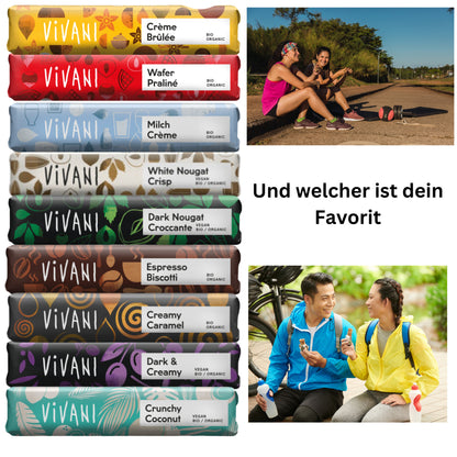 Vivani Schokoriegel gemischt| Schokoladen Geschenk| neun verschiedene Riegel| Probierpaket| Bio & Vegan Schokolade