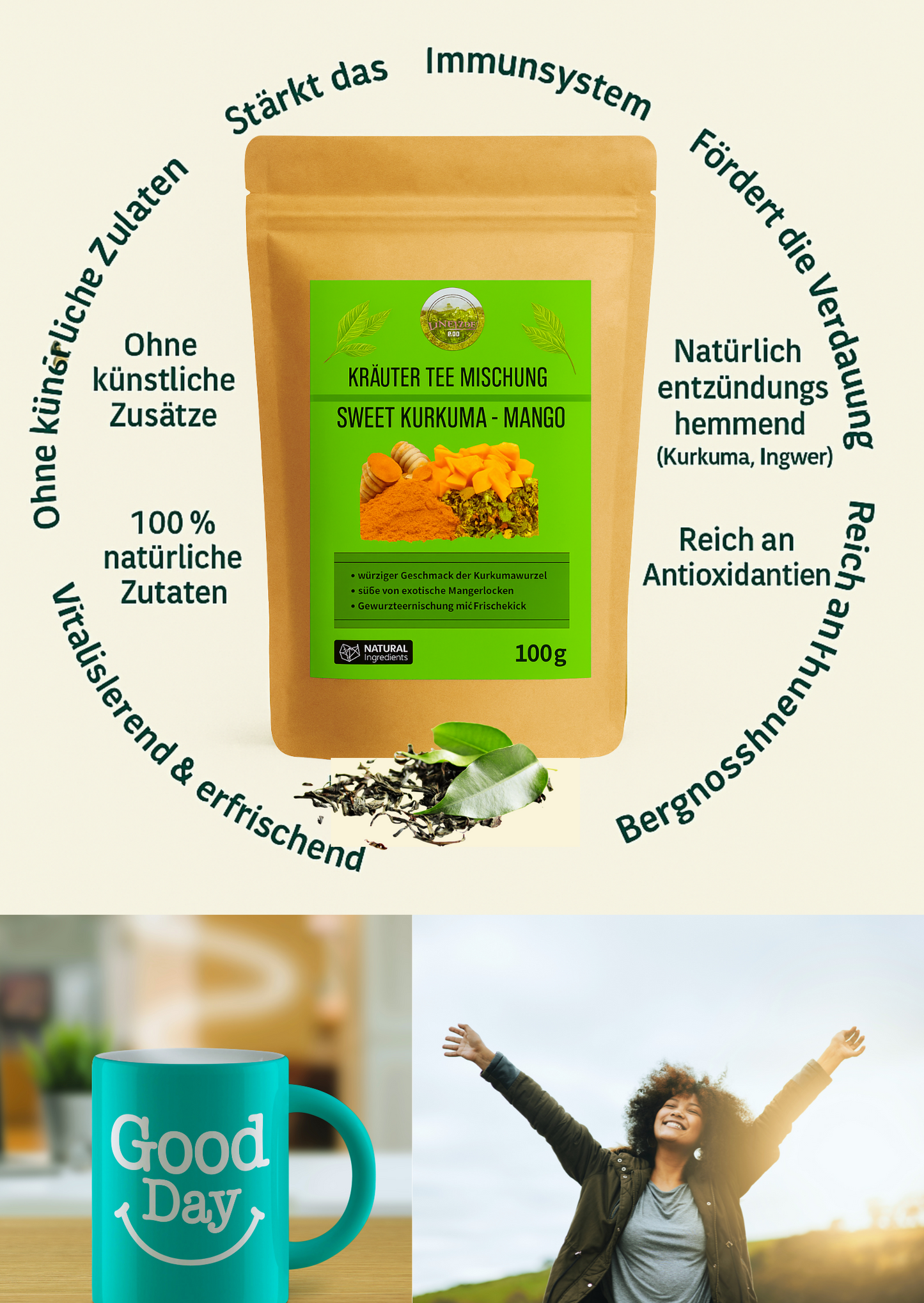 Tee Aktion - 3x250g loser Tee + Teeflasche Gratis