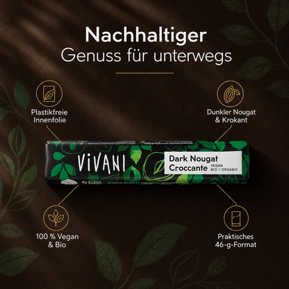 Vivani - Dark Nougat Croccante Schokoriegel  35g