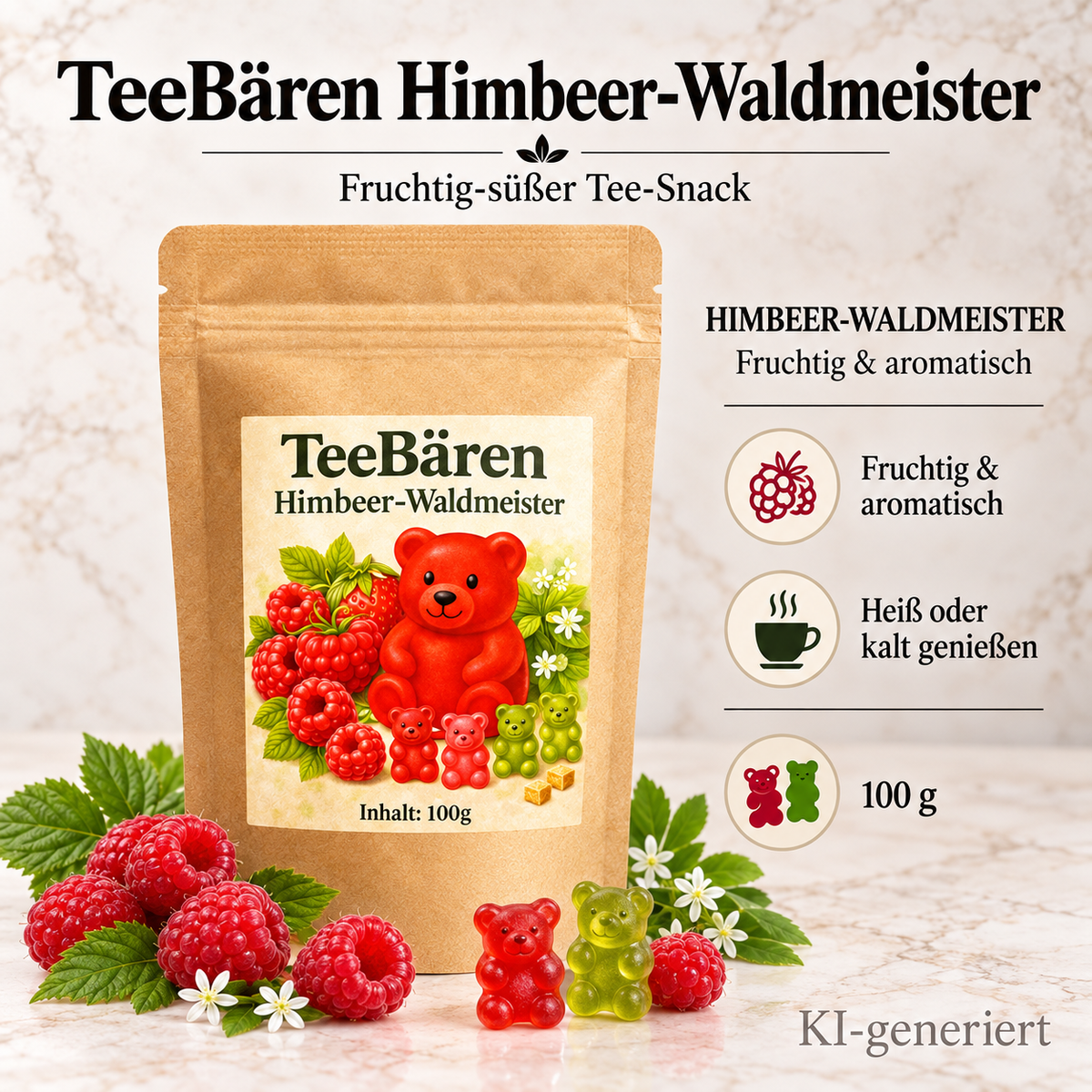 Linecase - Teebären Himbeer Waldmeister 100g