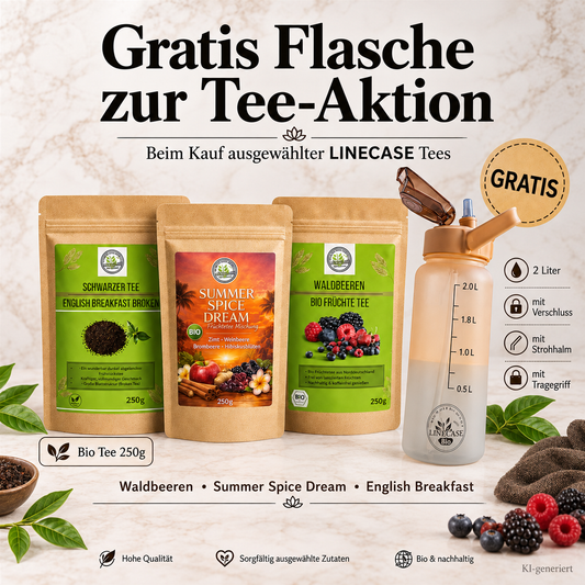 Linecase Tee-Set | 3 Premium-Sorten | 750g loser Blatttee + Teeflasche gratis