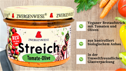 Zwergenwiese Tomate Olive Streich 180g| Bio&Vegan| Zwergenwiese Brotaufstriche| Veganer Streich