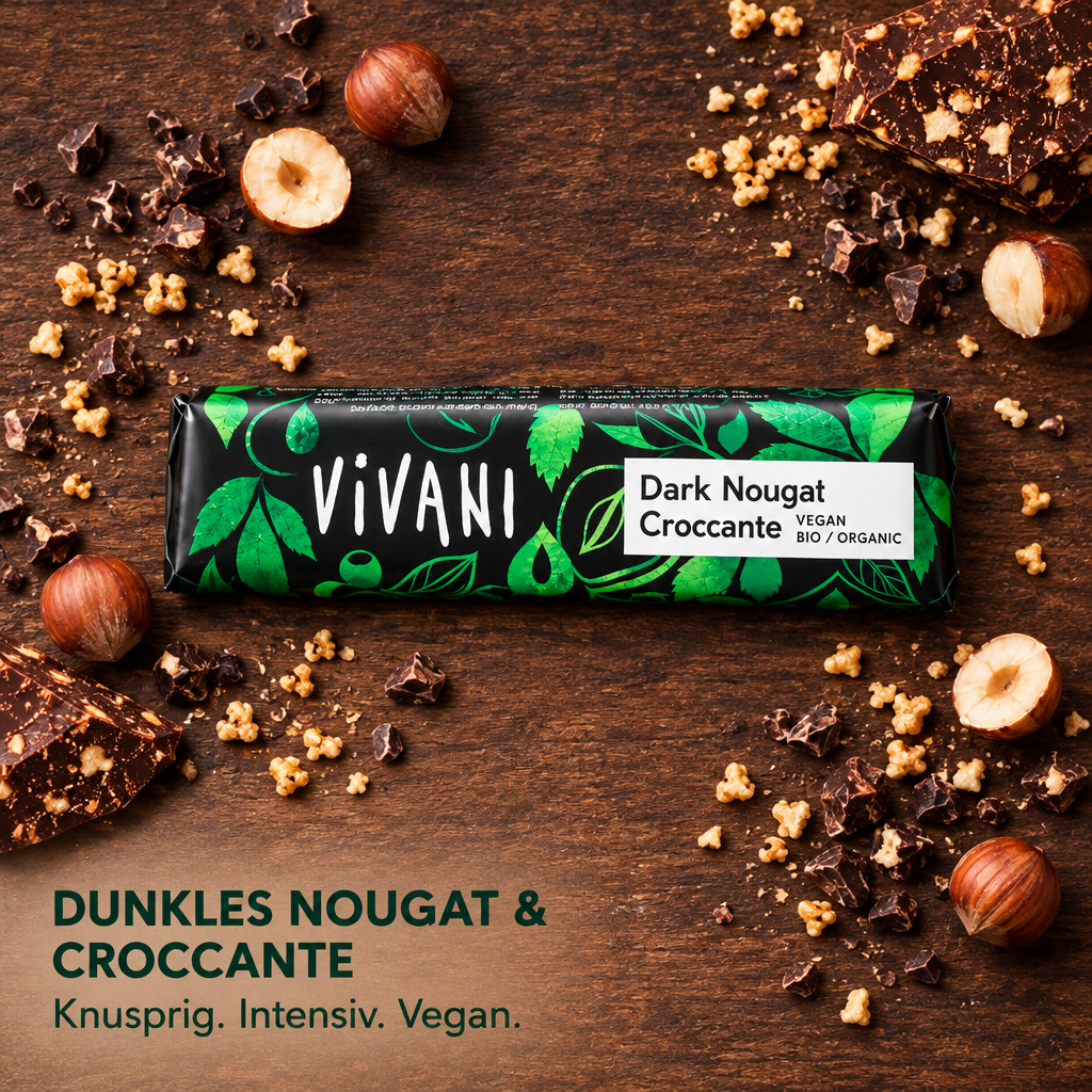 Vivani - Dark Nougat Croccante Schokoriegel  35g