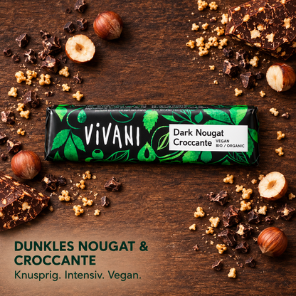 Vivani - Dark Nougat Croccante Schokoriegel  35g
