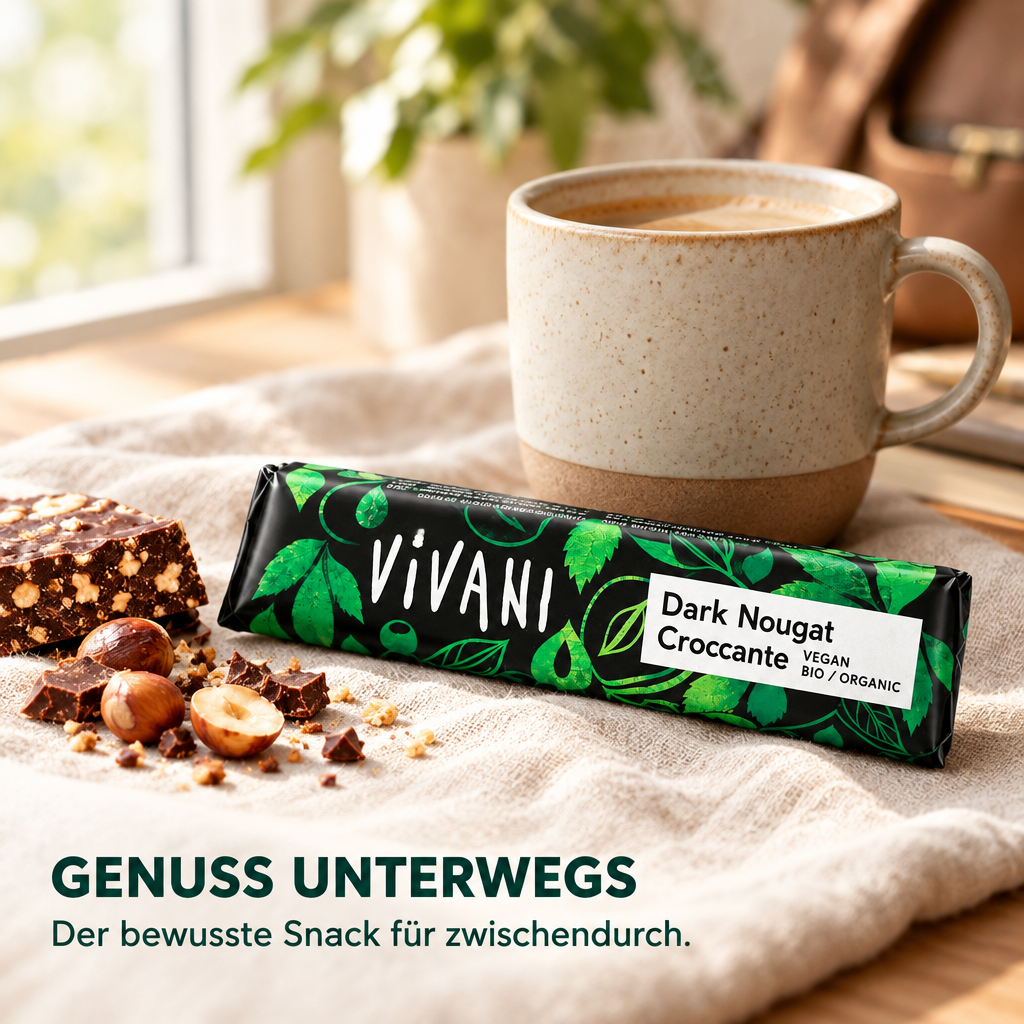 Vivani - Dark Nougat Croccante Schokoriegel  35g