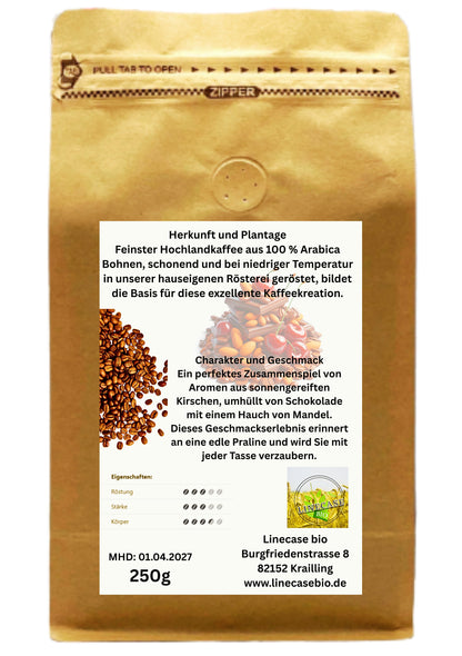 Kaffee ganze Bohne - Mandel mit Schoko und Kirsch 250g