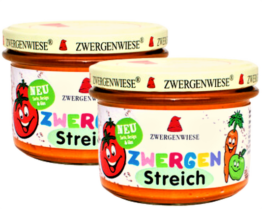 Zwergenwiese Kinder Streich 2x180g| Tomaten Streich| Kinderstreich| Bio&Veganer Aufstrich| Veganer Streich| Brotaufstrich| Zwergenwiese Aufstrich| Bio Streich