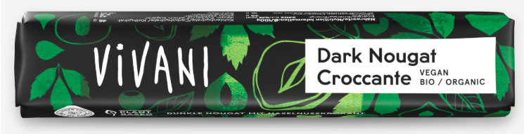 Vivani - Dark Nougat Croccante Schokoriegel  35g