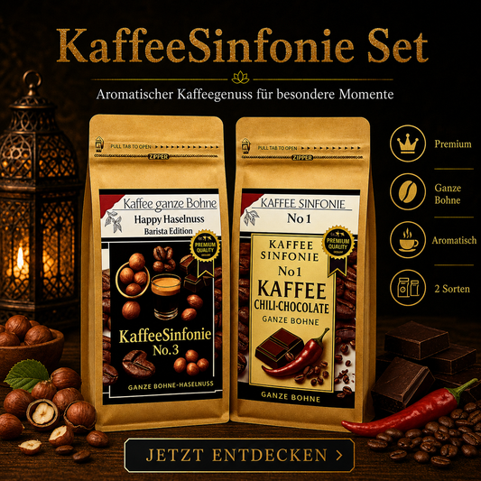 Kaffee Bohnen Set Kaffee ganze Bohne| 2x250g Haselnuss+Chili Schokoladen Kaffee| Arabica Kaffee