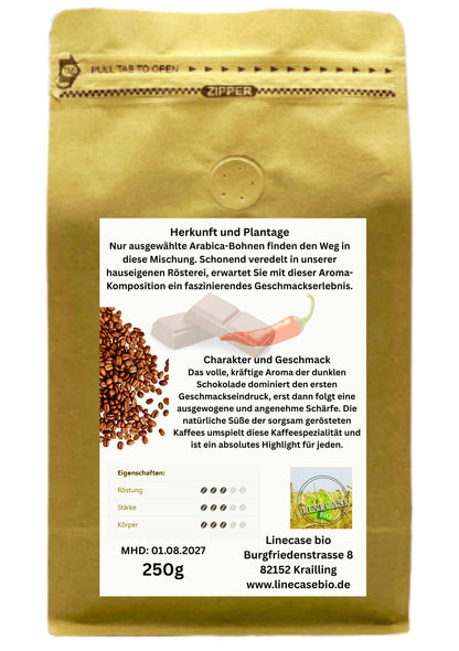 Kaffee ganze Bohne - Chili Chokolade 250g